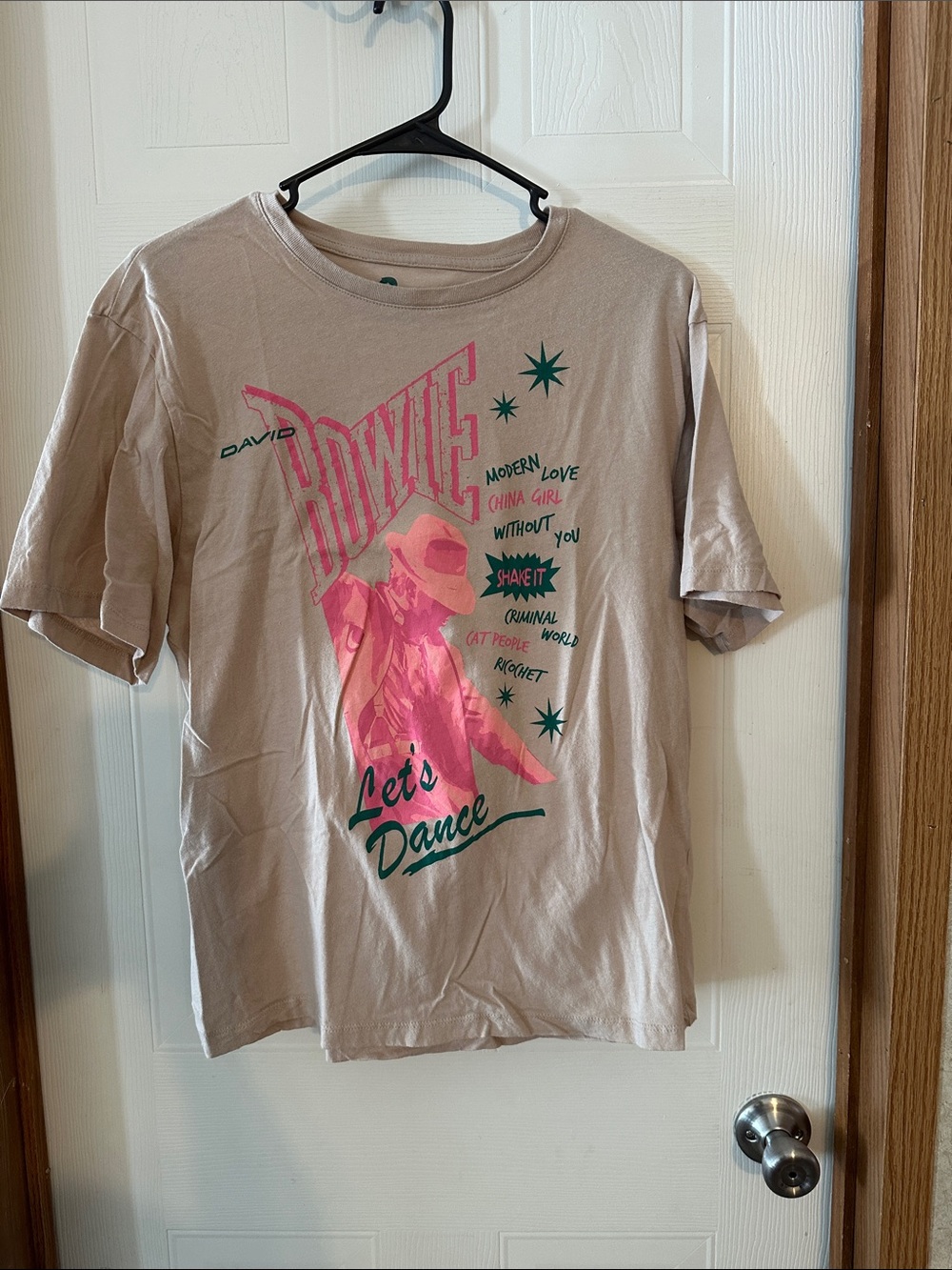 David Bowie Let's Dance Graphic Tee - Pink on Beige
